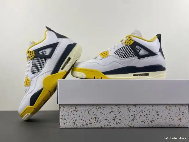 1st Kicks Shoes 4 Sulfur AQ9129-101 Jordan Air Vivid WNNS 0511